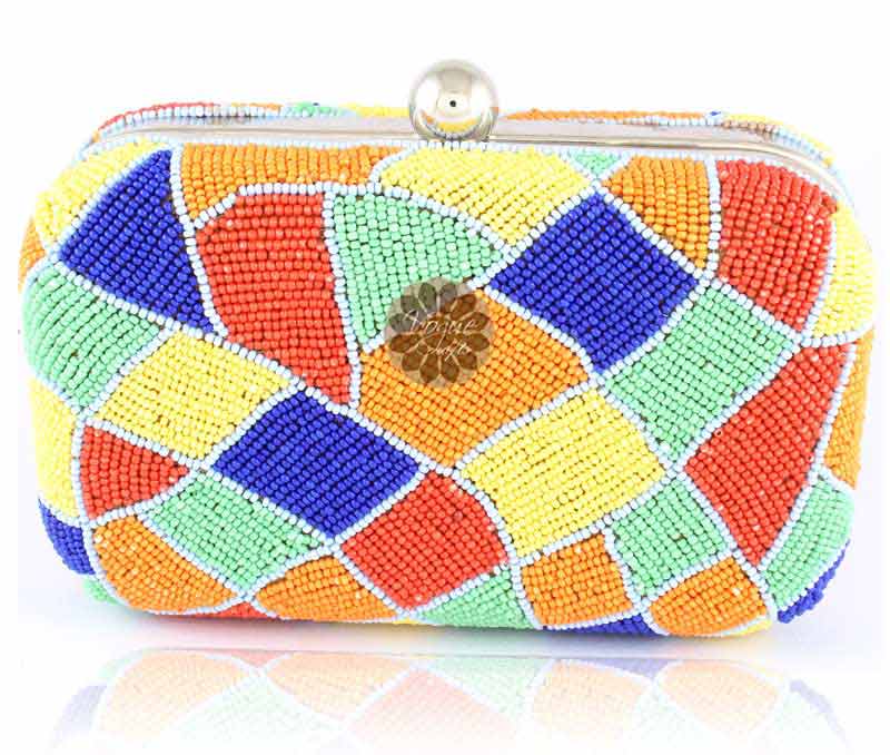 Vogue Crafts & Designs Pvt. Ltd. manufactures Multicolor Beaded Clutch at wholesale price.
